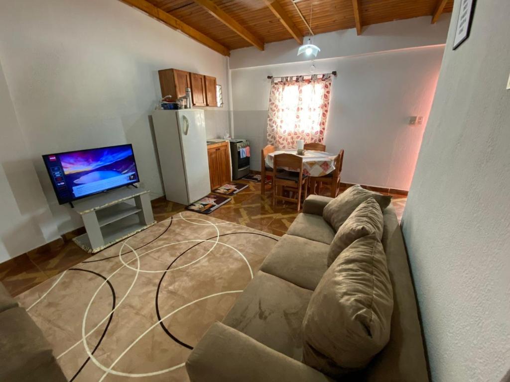 伊瓜苏港Leosan departamento的带沙发和平面电视的客厅