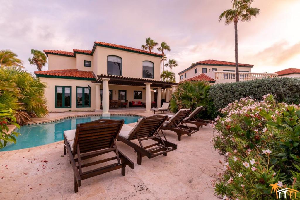 棕榈滩豪华海景太阳之地别墅的别墅 - 带游泳池和躺椅