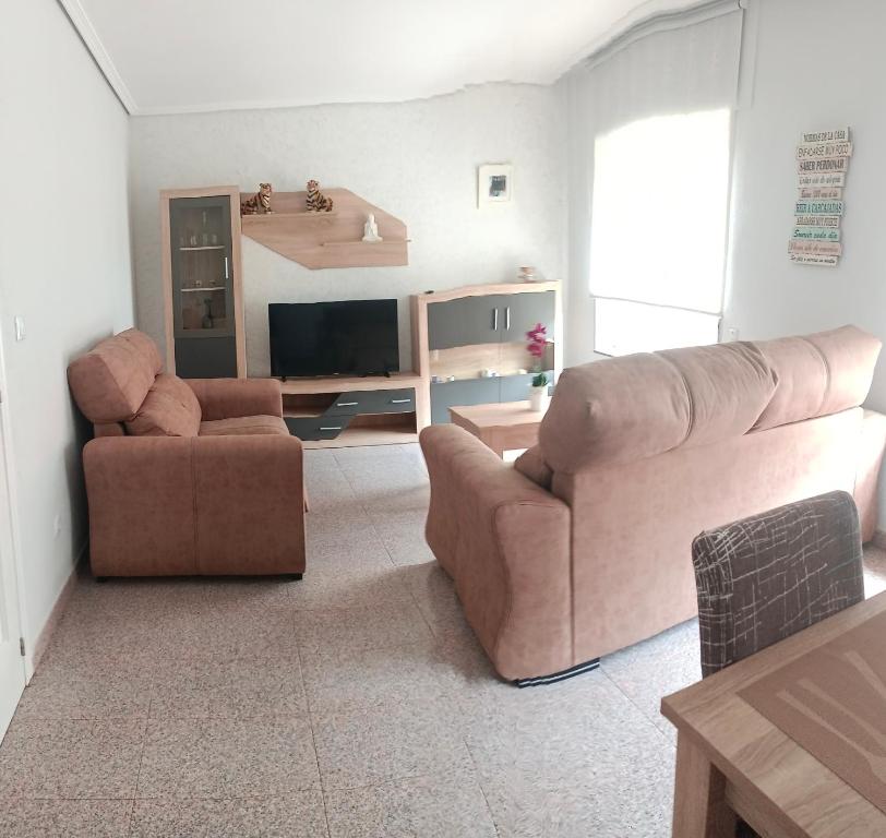 蓬费拉达Tu Apartamento Ideal的客厅配有两张沙发和一台电视