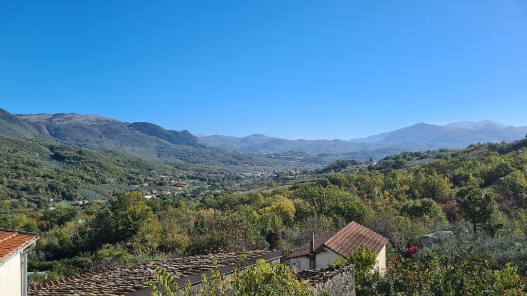 ConocchiaLa collina degli ulivi的享有山谷的背景山景。