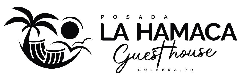库莱布拉Posada La Hamaca的夏威夷宾馆的黑白标志