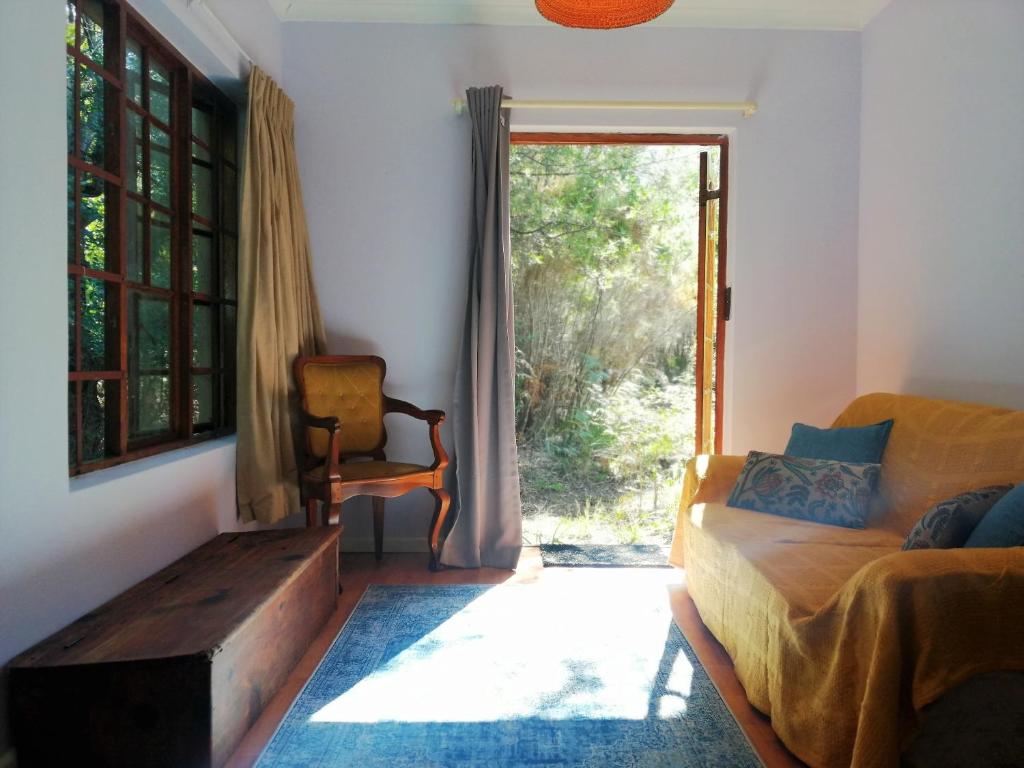 SanddrifBushman's Pillow的带沙发和窗户的客厅