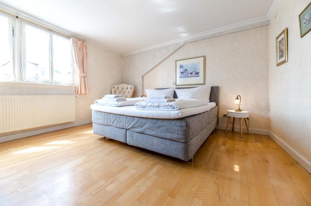 海德堡Hotel Leone d´Oro的一间卧室,卧室内配有一张大床