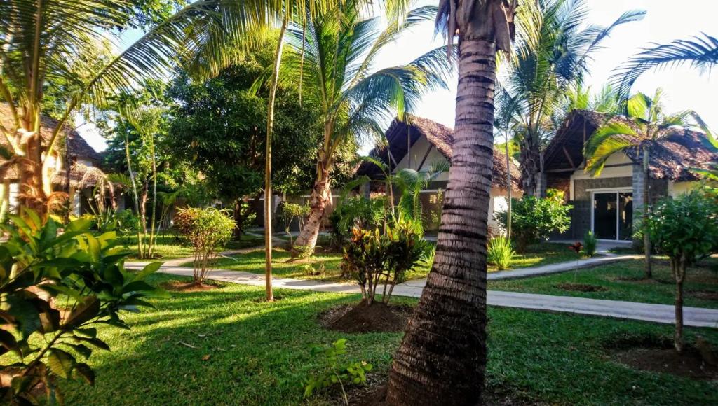DzamandzarKintana Hotel SPA的房屋前的棕榈树