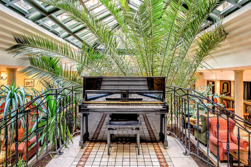 巴黎布玛尔查别墅酒店的棕榈树间的钢琴