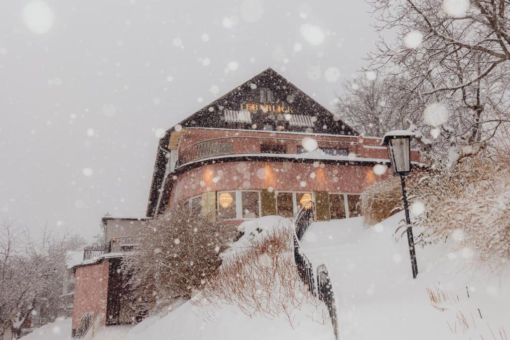 韦希瑟尔山麓圣科罗纳Fernblick的雪中的房子,雪流