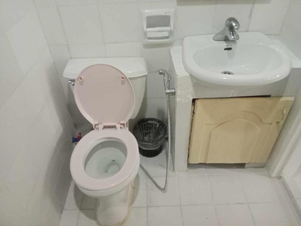 曼达维市WJV INN CABANCALAN的一间带卫生间和水槽的小浴室