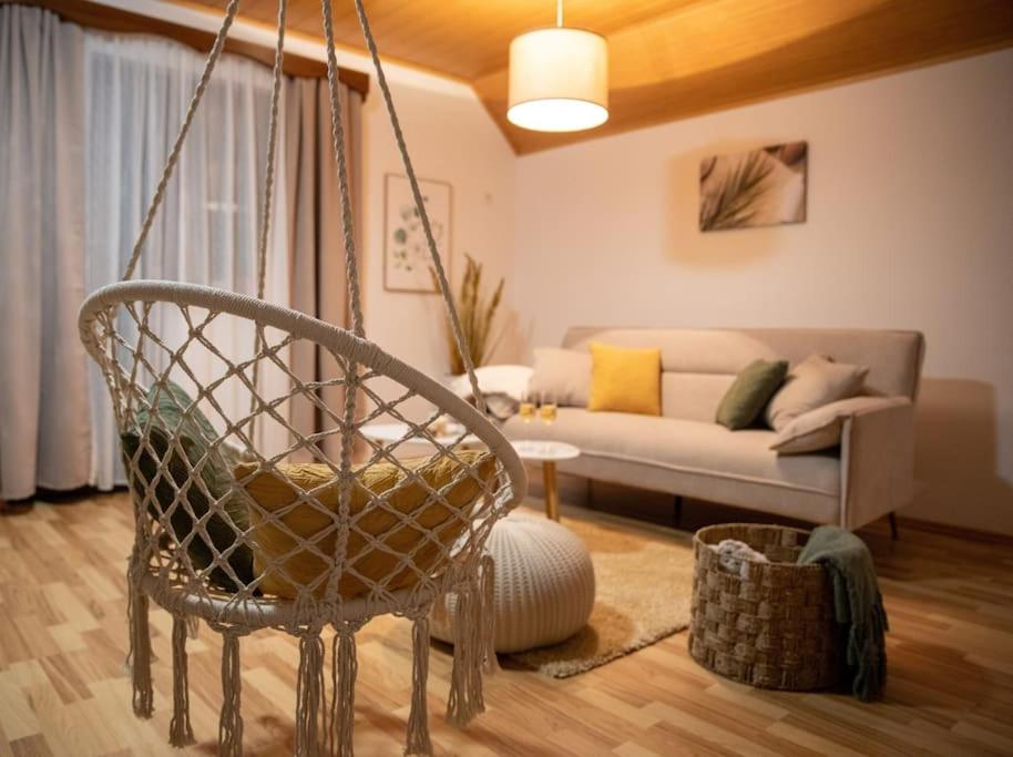 新梅斯托Hiška sončni hrib.的客厅配有椅子和沙发
