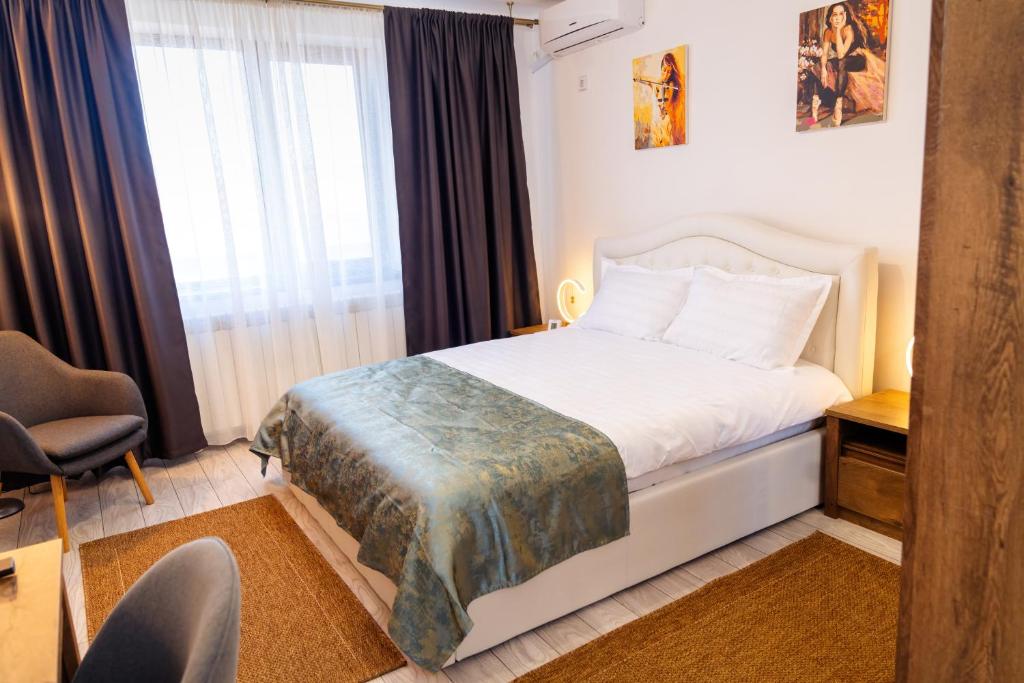 德罗贝塔-塞维林堡Apartament ALESSIO的酒店客房设有床和窗户。