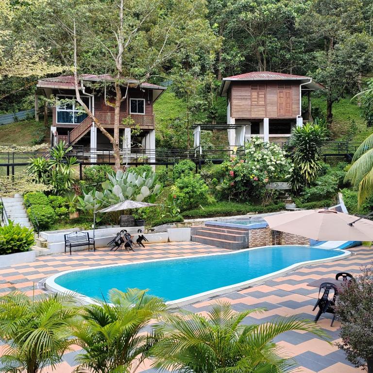 PedasD'Bukit Forest的房屋前的游泳池