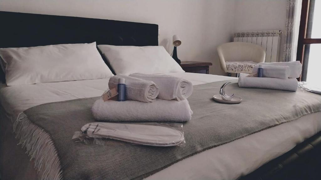 奥尔泰Casa vacanza Luna的床上有毛巾的床