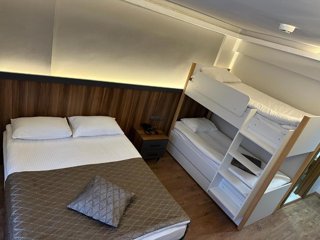 埃尔祖鲁姆SAKA LİFE OTEL的一间带双层床和梯子的小卧室