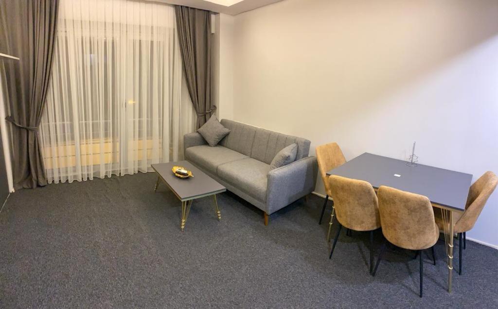 伊斯坦布尔OSMANBEY DUPLEX Apartment 3的客厅配有沙发和桌椅