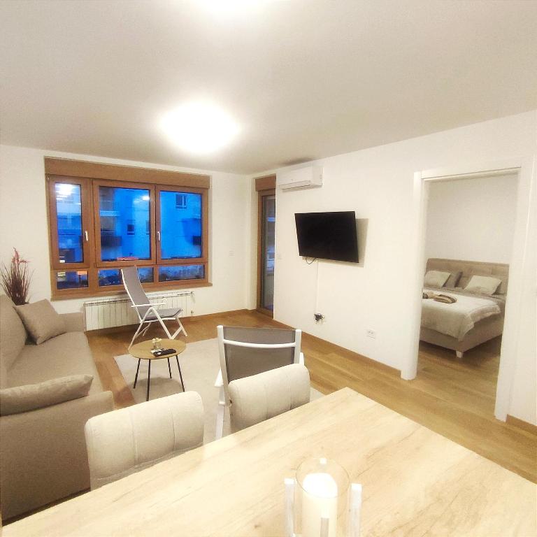 Novi BeogradDuki1的客厅配有沙发和桌子