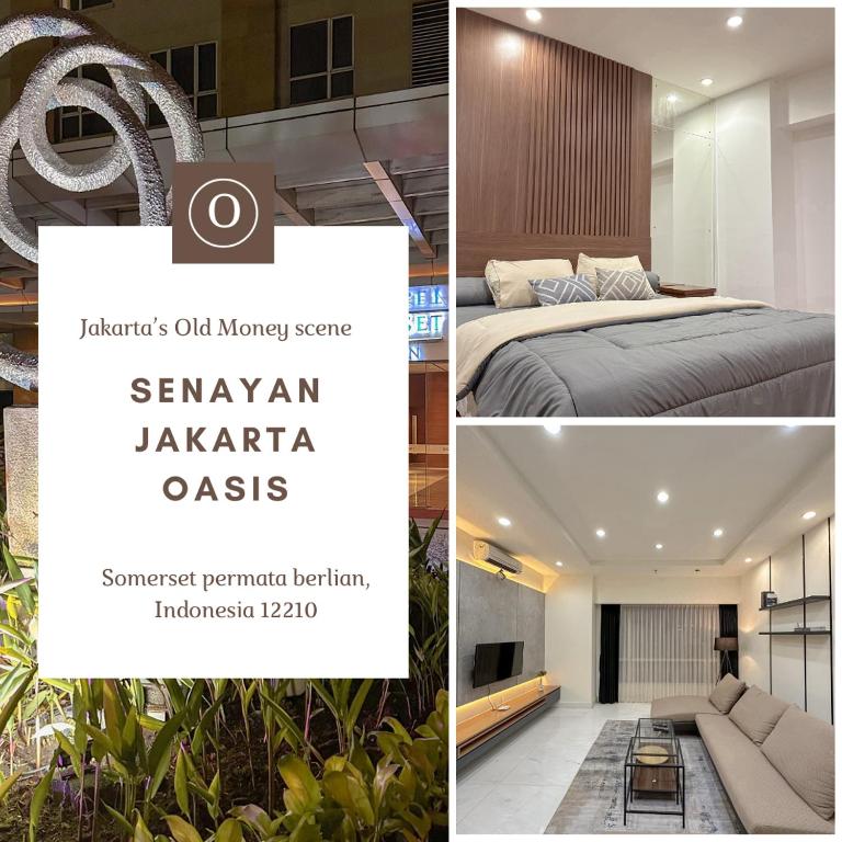 雅加达Senayan Jakarta Oasis - Gym, Pool, Netflix的卧室和床的图片拼贴