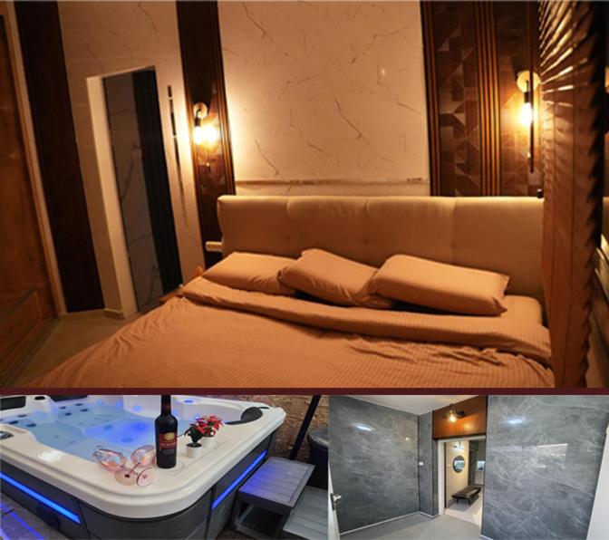 Or ‘Aqīvāhסוויטה מפוארת 800 מטר מהים קיסריה的客房设有一张床和浴缸。