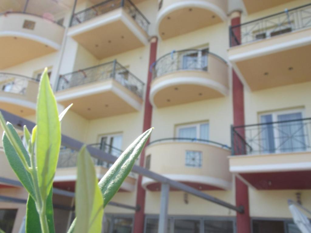 乐托卡亚Hotel Metropole的公寓大楼设有阳台和植物