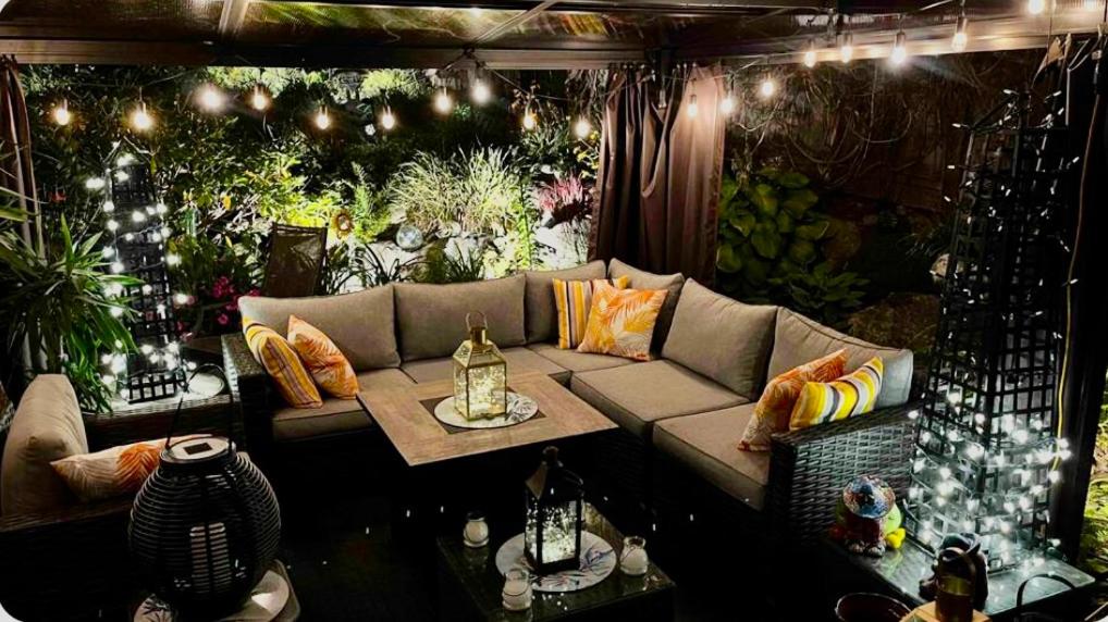 萨里Spacious & Comfortable, Private Queen Room & Bath in West Cloverdale的带沙发和一些植物的客厅