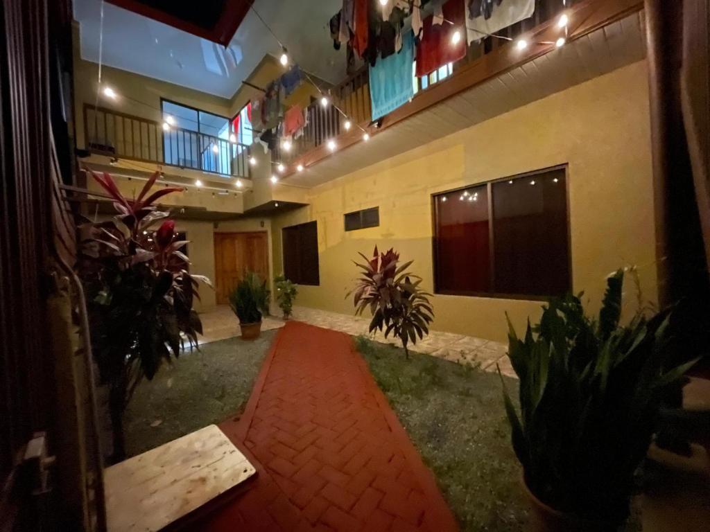 奎波斯城Casa Bella Vista的建筑里植物和灯的房间