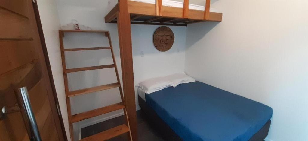 佩尼亚Pousada dos Ventos的一间卧室配有一张双层床和梯子