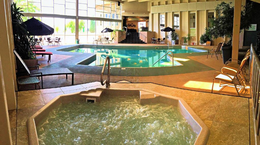 布莱斯格林威尔酒店的在酒店房间的一个大型游泳池