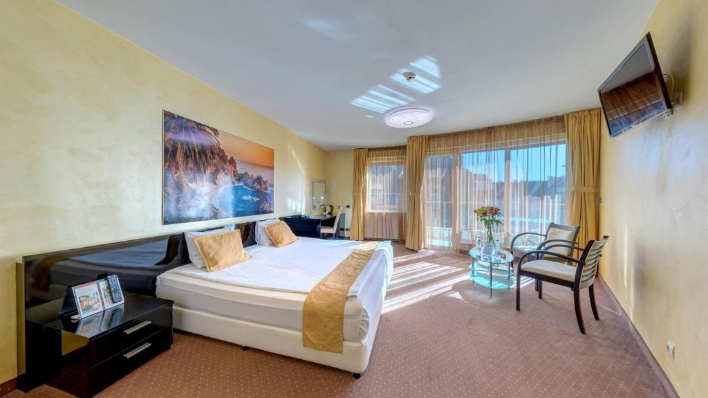 索非亚欧洲酒店的酒店客房,配有床和电视