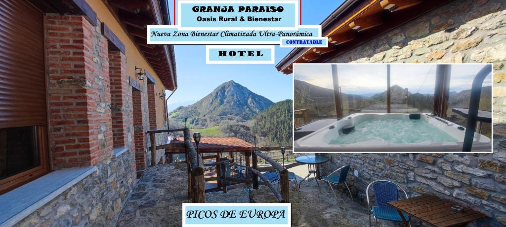 坎加斯-德奥尼斯Hotel Granja Paraíso, Oasis Rural & Bienestar的建筑中按摩浴缸的照片