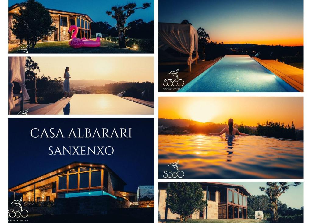桑亨霍Casa Albarari Boutique Double Rooms with access to shared Infinity Pool的一张照片,上面有游泳池和日落
