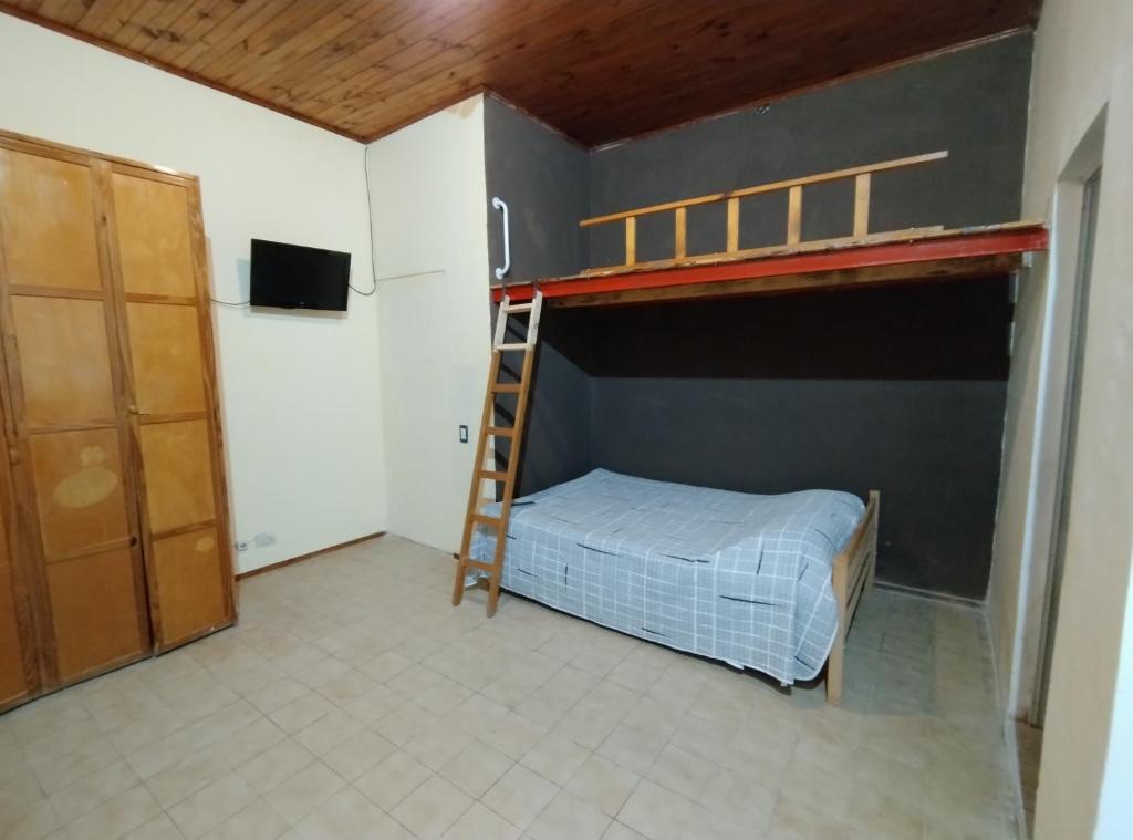 福尔摩沙Departamento Planta Baja. Centro. Pileta的一间卧室配有一张双层床和梯子