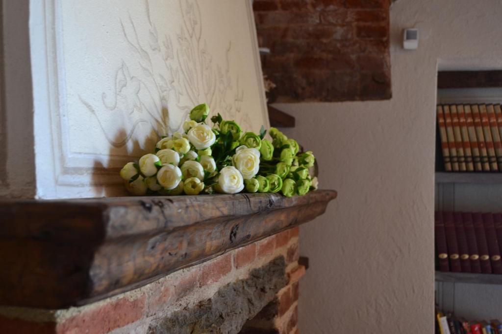 Trinità合若莫德勒里佩熟乡村民宿的一堆绿色蔬菜坐在壁炉的顶部