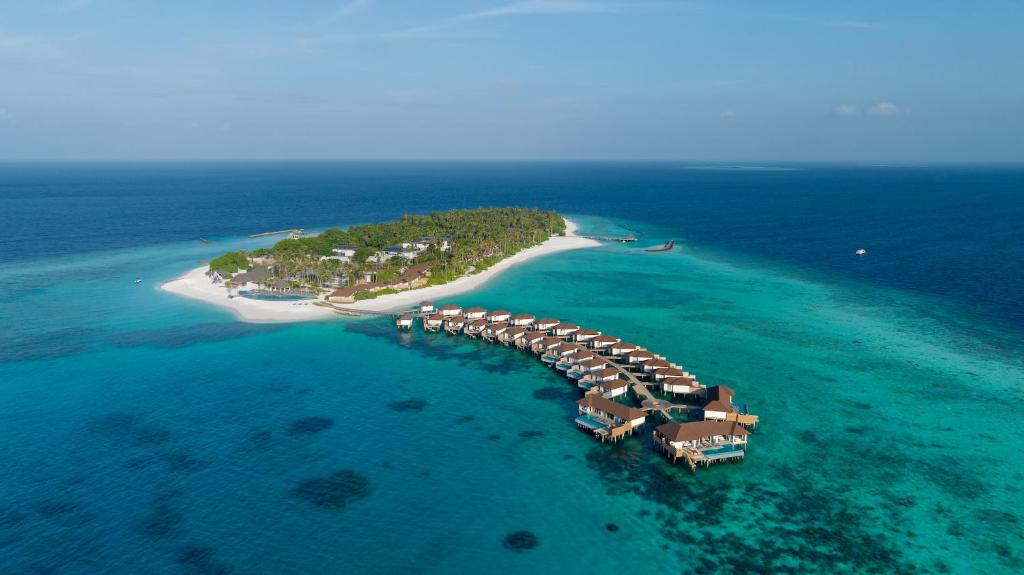 芭环礁Avani Plus Fares Maldives Resort - 50 percent off on Seaplane transfer for minimum 7-nightstay till 22 Dec 2024的海洋中的一个岛屿