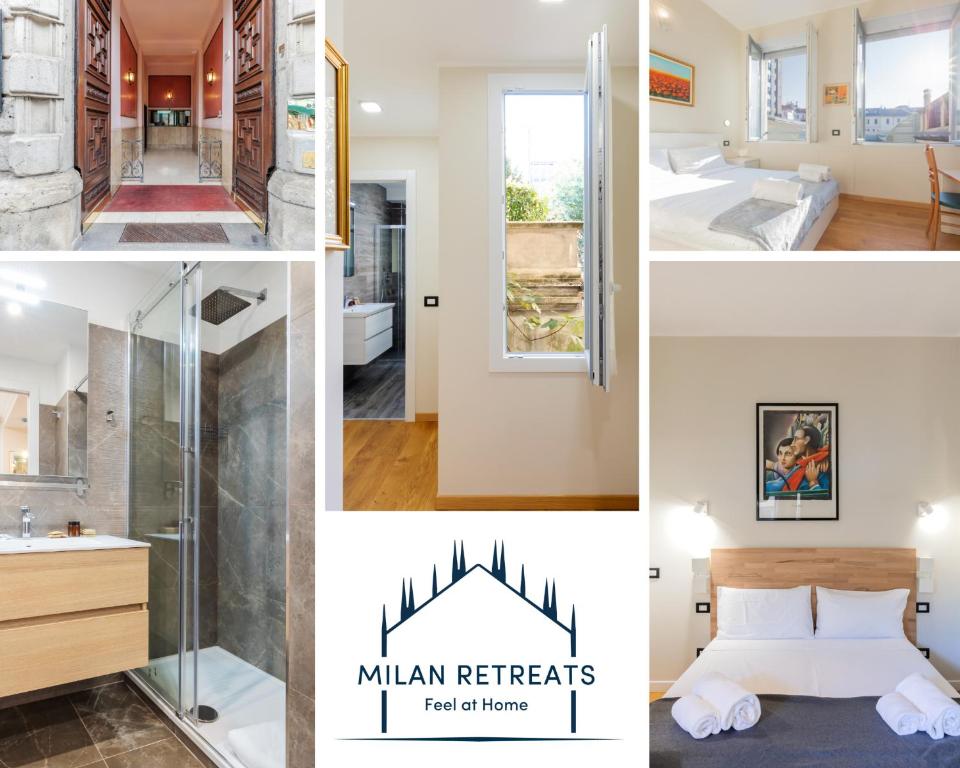 米兰Milan Retreats Cadorna Duomo的浴室和房子照片的拼合
