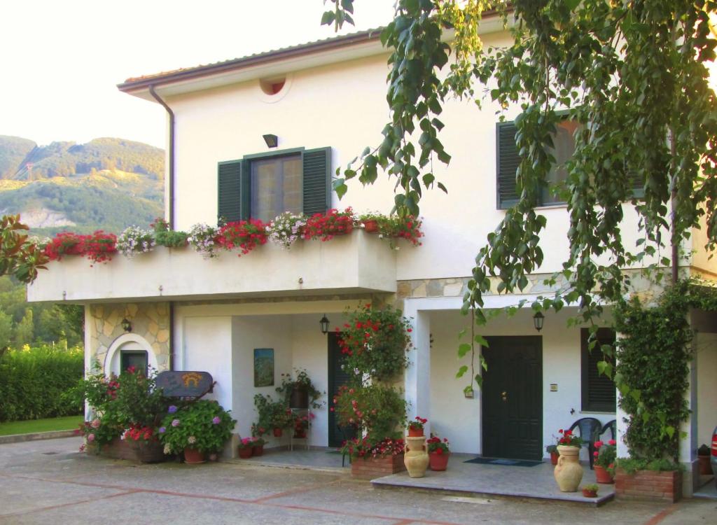罗通达索尔德尔波里诺住宿加早餐旅馆的白色房子的一侧有鲜花