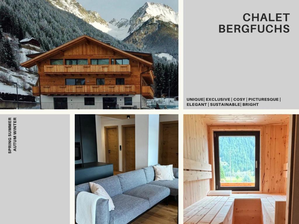 安泰塞尔瓦·迪·梅佐Chalet Bergfuchs的房屋三张照片的拼贴