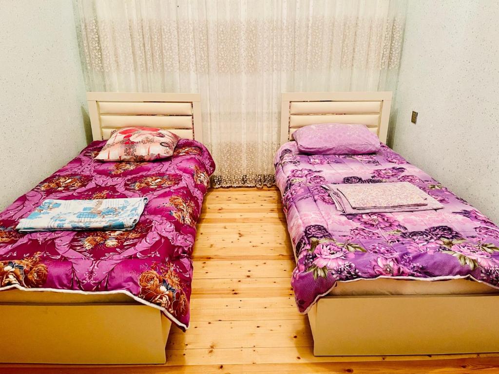 伊斯梅尔雷AkbA-Frame1的两张睡床彼此相邻,位于一个房间里