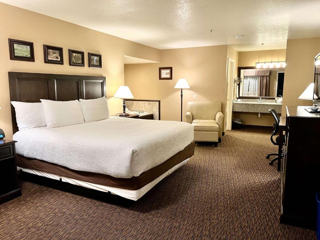 福图纳贝斯特韦斯特乡村酒店的酒店客房带一张大床和一把椅子