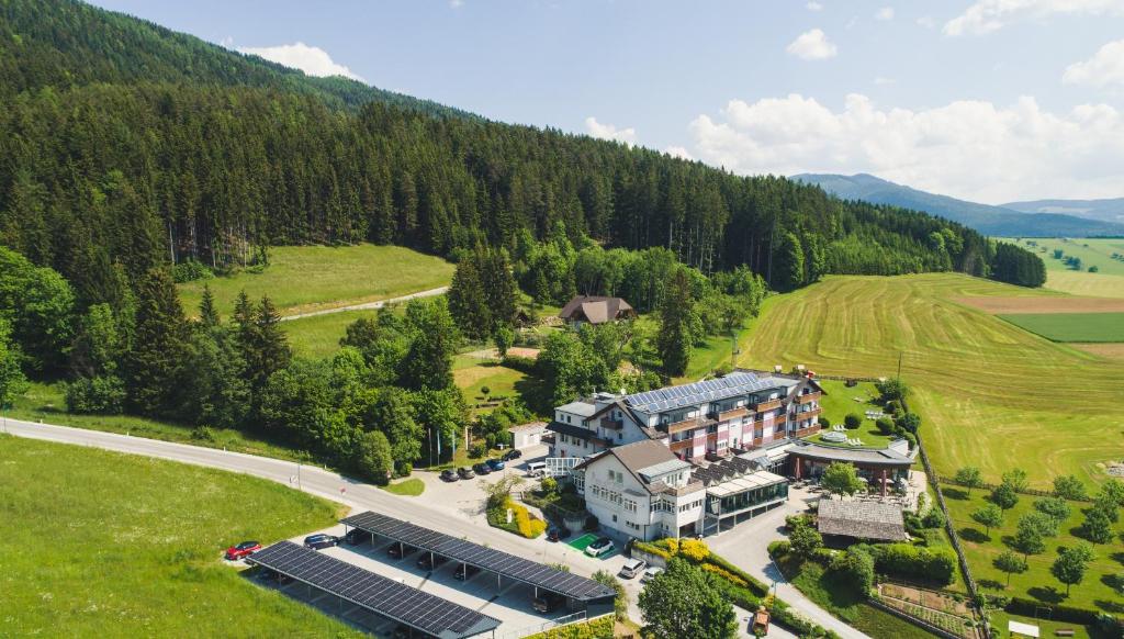 泰哈姆山麓弗拉德尼茨施蒂利亚大酒店的享有高山上大房子的空中景色