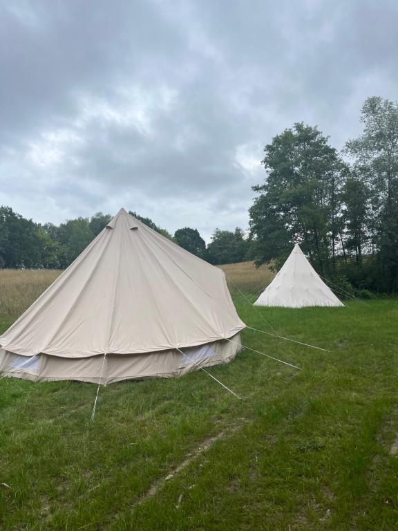 DołgieHelagust的两个帐篷,位于草地上