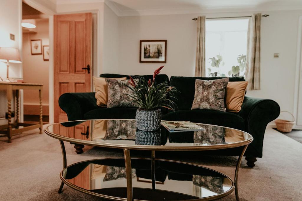 StithiansHigher Trewithen的客厅配有绿色沙发和桌子