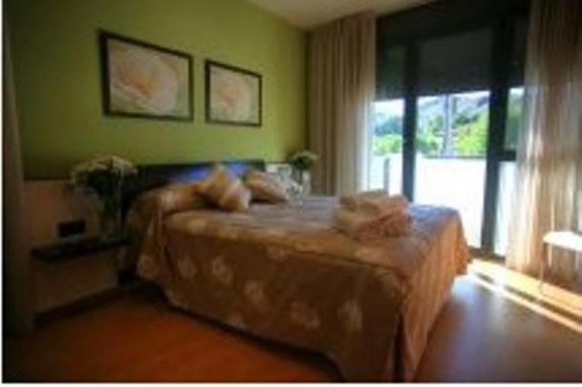 ArenApartamentos Turísticos Can Rocamora的一间带床的卧室,位于带窗户的房间内