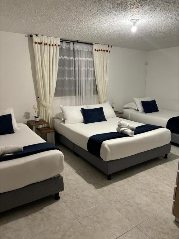 莱瓦镇Merak Hostel的一间卧室设有两张床和窗户。
