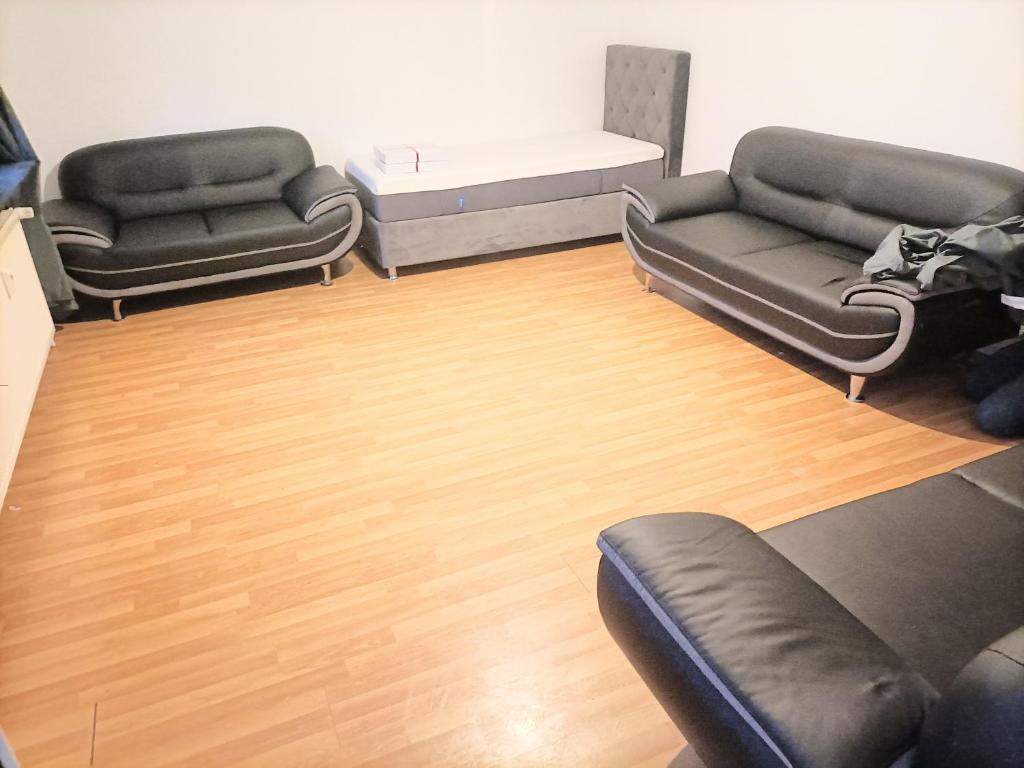 DelkenheimFMI44 Furnished Accommodation的客厅配有2张沙发和1张床