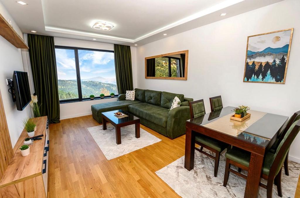 迪瓦伊巴雷Devana S23的客厅配有绿色沙发和桌子