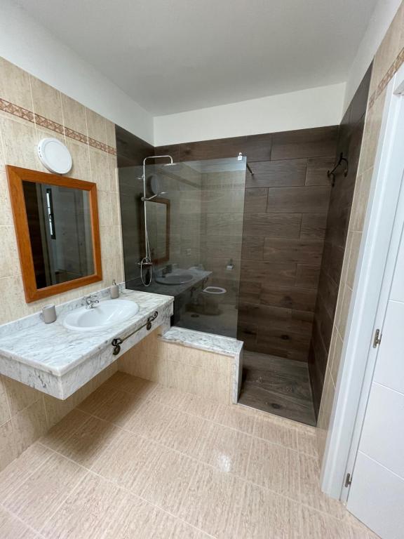 普拉亚布兰卡Casa Mic&ele的一间带水槽和淋浴的浴室
