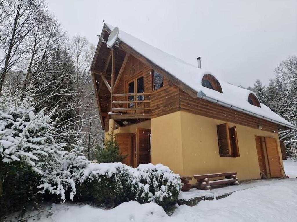 ZeteaForrestHouse的小木屋,屋顶上积雪
