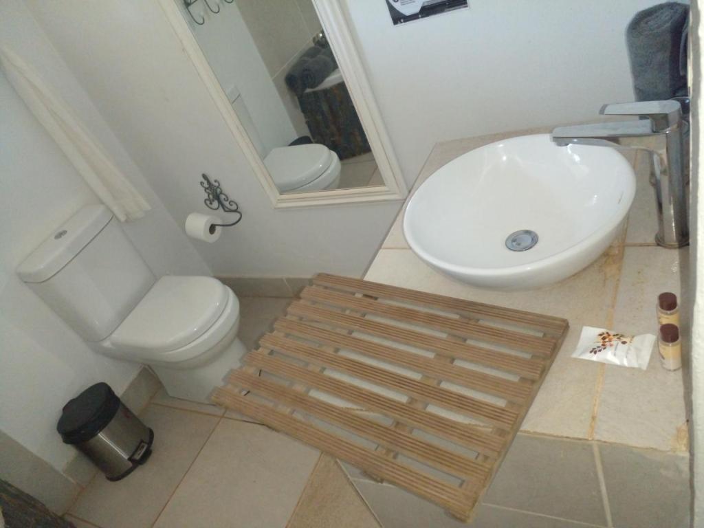 赫卢赫卢韦HLULALA GUEST HOUSE的一间带卫生间和水槽的浴室