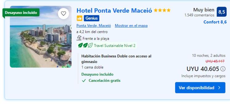 蒙得维的亚Maceio Ponta Verde的带有海滩的酒店门户网站网页