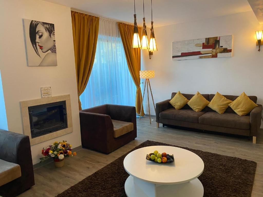 波亚纳布拉索夫Luxury Apartment Silver Mountain Vue的客厅配有沙发和桌子