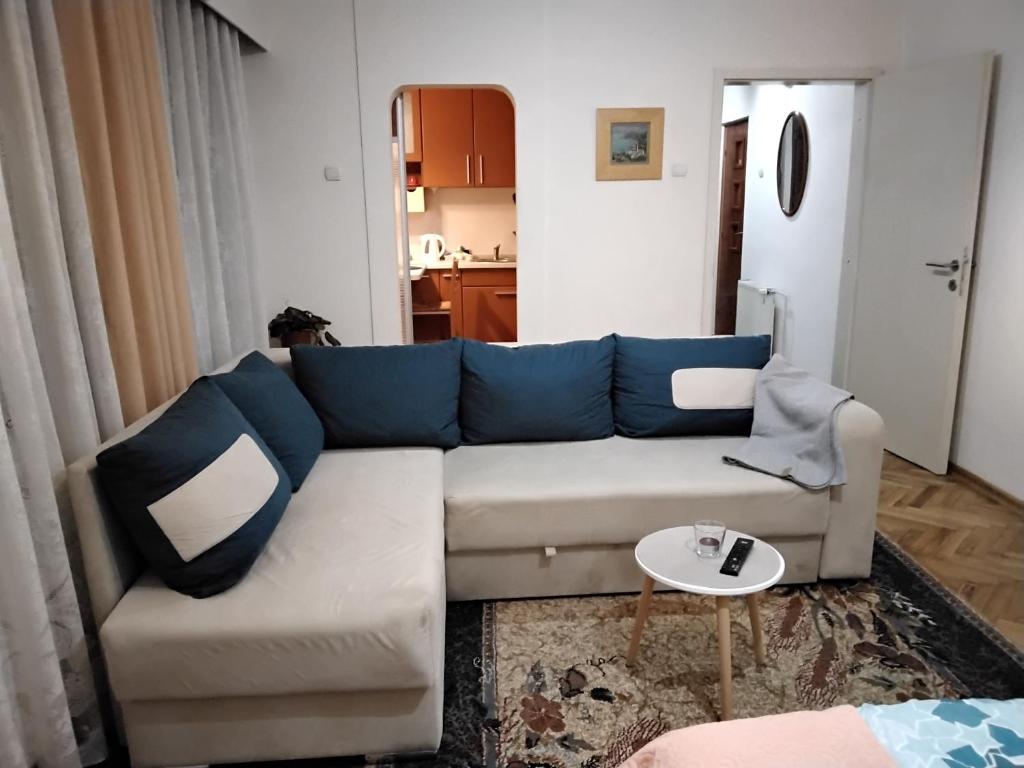 莱斯科瓦茨Fina Apartment的客厅配有沙发和桌子