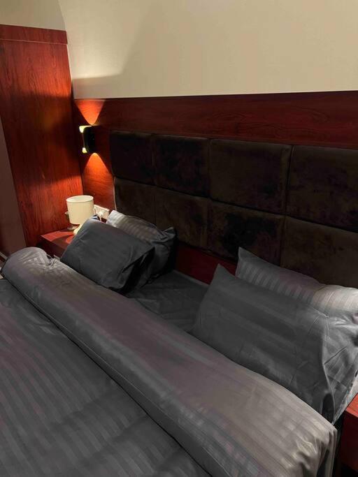 奥朱贝尔شقة سكنية بغرفتين نوم的卧室内的一张带两个枕头的床
